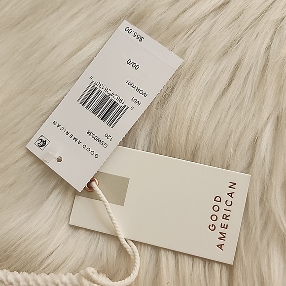 GOOD AMERICAN One Shoulder Always Fits Bikini Top in Ivory Size 00/0 (NWT) - Picture 4 of 13